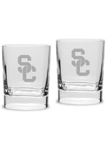 USC Trojans Hand Etched 11.75oz Luigi Bormioli Set Rock Glass - White