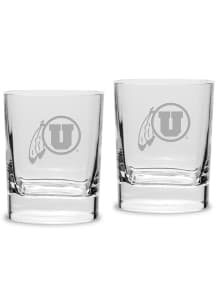 Utah Utes Hand Etched 11.75oz Luigi Bormioli Set Rock Glass - White