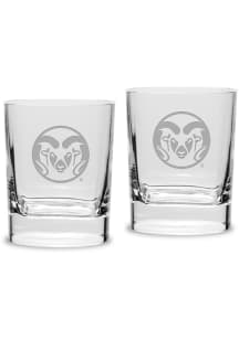 Colorado State Rams Hand Etched 11.75oz Luigi Bormioli Set Rock Glass - White