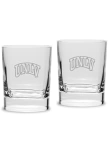 UNLV Runnin Rebels Hand Etched 11.75oz Luigi Bormioli Set Rock Glass - White