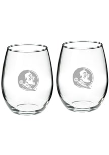 Florida State Seminoles Hand Etched 22oz Set Stemless Wine Glass - White