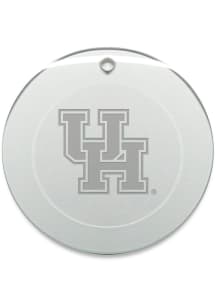 Houston Cougars Hand Etched Round Ornament - White