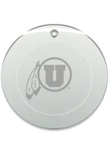 Utah Utes Hand Etched Round Ornament - White