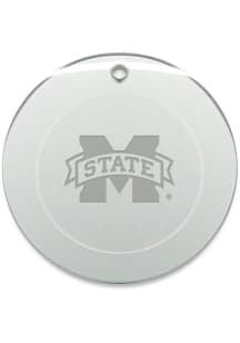 Mississippi State Bulldogs Hand Etched Round Ornament - White