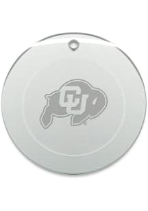 Colorado Buffaloes Hand Etched Round Ornament - White