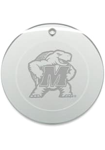 Maryland Terrapins Hand Etched Round Ornament - White
