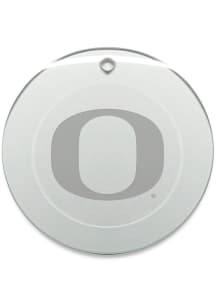 Oregon Ducks Hand Etched Round Ornament - White