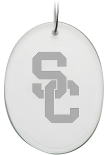 USC Trojans Hand Etched Oval Ornament - White