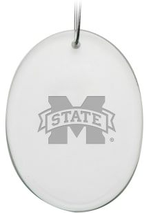Mississippi State Bulldogs Hand Etched Oval Ornament - White