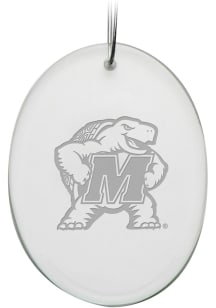 Maryland Terrapins Hand Etched Oval Ornament - White