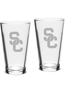 USC Trojans Hand Etched 16oz Pub Set Pint Glass - White