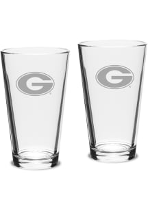Georgia Bulldogs Hand Etched 16oz Pub Set Pint Glass - White