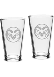 Colorado State Rams Hand Etched 16oz Pub Set Pint Glass - White