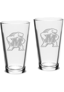 Maryland Terrapins Hand Etched 16oz Pub Set Pint Glass - White