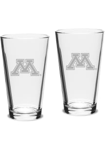 Minnesota Golden Gophers Hand Etched 16oz Pub Set Pint Glass - White