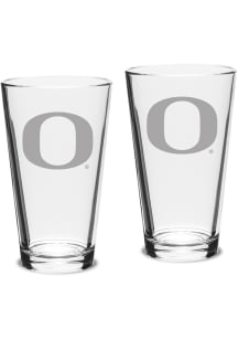 Oregon Ducks Hand Etched 16oz Pub Set Pint Glass - White