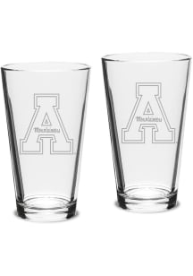 Appalachian State Mountaineers Hand Etched Set of 2 16oz Pub Pint Glass - White
