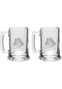 East Carolina Pirates Hand Etched Set of 2 15oz Colonial Tankard Stein - White