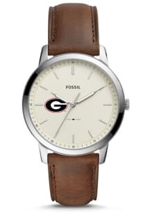 Fossil Georgia Bulldogs Minimalist Leather Mens Watch
