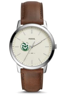 Fossil Colorado State Rams Minimalist Leather Mens Watch