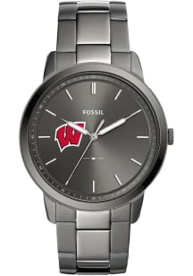 Fossil Wisconsin Badgers Minimalist Stainless Steel Mens Watch