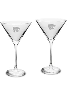 K-State Wildcats Hand Etched Set of 2 10oz Martini Glass