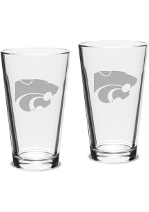 K-State Wildcats Hand Etched Set of 2 16oz Pub Pint Glass - White