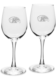 Kent State Golden Flashes Hand Etched Set of 2 12oz Wine Glass - White