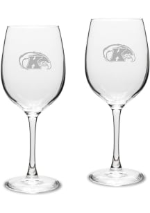 Kent State Golden Flashes Hand Etched Set of 2 16oz Wine Glass - White