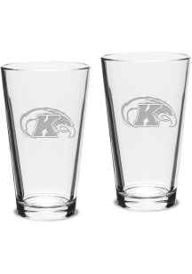 Kent State Golden Flashes Hand Etched Set of 2 16oz Pub Pint Glass - White