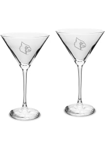 Louisville Cardinals Hand Etched Set of 2 10oz Martini Glass