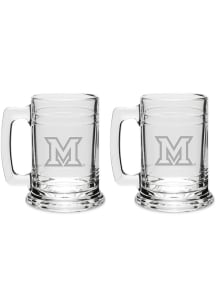 Miami RedHawks Hand Etched Set of 2 15oz Colonial Tankard Stein - White