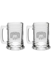 Ohio Bobcats Hand Etched Set of 2 15oz Colonial Tankard Stein - White