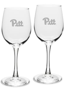 Pitt Panthers Hand Etched Set of 2 12oz Wine Glass - White