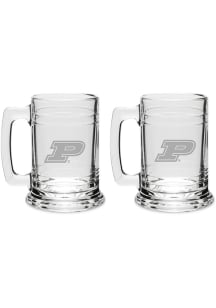 Purdue Boilermakers Hand Etched Set of 2 15oz Colonial Tankard Stein - White