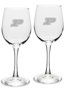 Purdue Boilermakers Hand Etched Set of 2 12oz Wine Glass - White