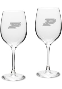 Purdue Boilermakers Hand Etched Set of 2 16oz Wine Glass - White