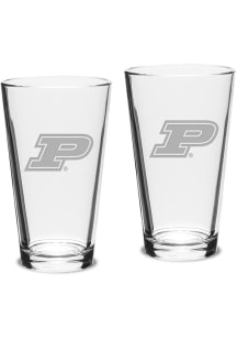 Purdue Boilermakers Hand Etched Set of 2 16oz Pub Pint Glass - White