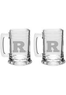 Rutgers Scarlet Knights Hand Etched Set of 2 15oz Colonial Tankard Stein - White