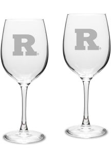 Rutgers Scarlet Knights Hand Etched Set of 2 16oz Wine Glass - White