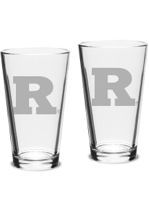 Rutgers Scarlet Knights Hand Etched Set of 2 16oz Pub Pint Glass - White
