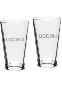 UConn Huskies Hand Etched Set of 2 16oz Pub Pint Glass - White
