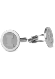 Illinois Fighting Illini Silver Mens Cufflinks