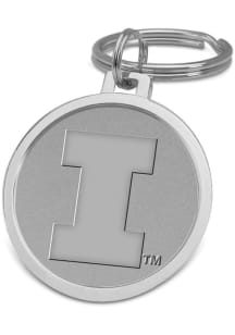 Illinois Fighting Illini Silver Medallion Keychain - Silver