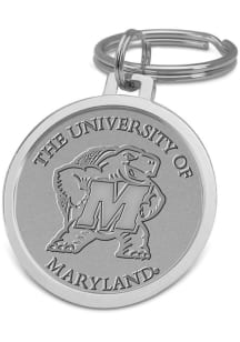 Maryland Terrapins Silver Medallion Keychain - Silver