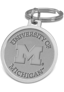 Michigan Wolverines Silver Medallion Keychain - Silver