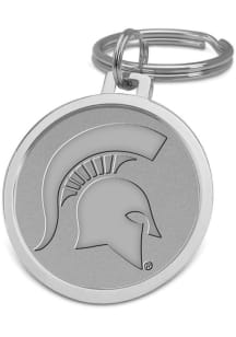 Michigan State Spartans Silver Medallion Keychain - Silver