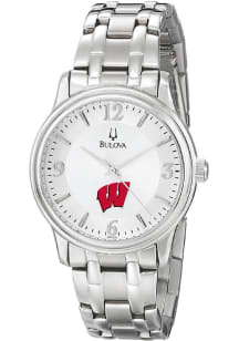Bulova Wisconsin Badgers Silver Mens Watch