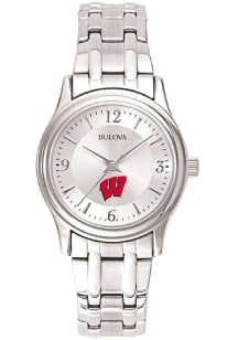 Bulova Wisconsin Badgers Silver Womens Watch