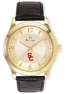 Bulova USC Trojans Gold and Leather Mens Watch
